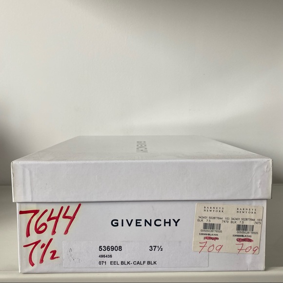 Givenchy Shark Lock Black Eel Print Calf Leather Heel Sandals 37.5 - Picture 8 of 10